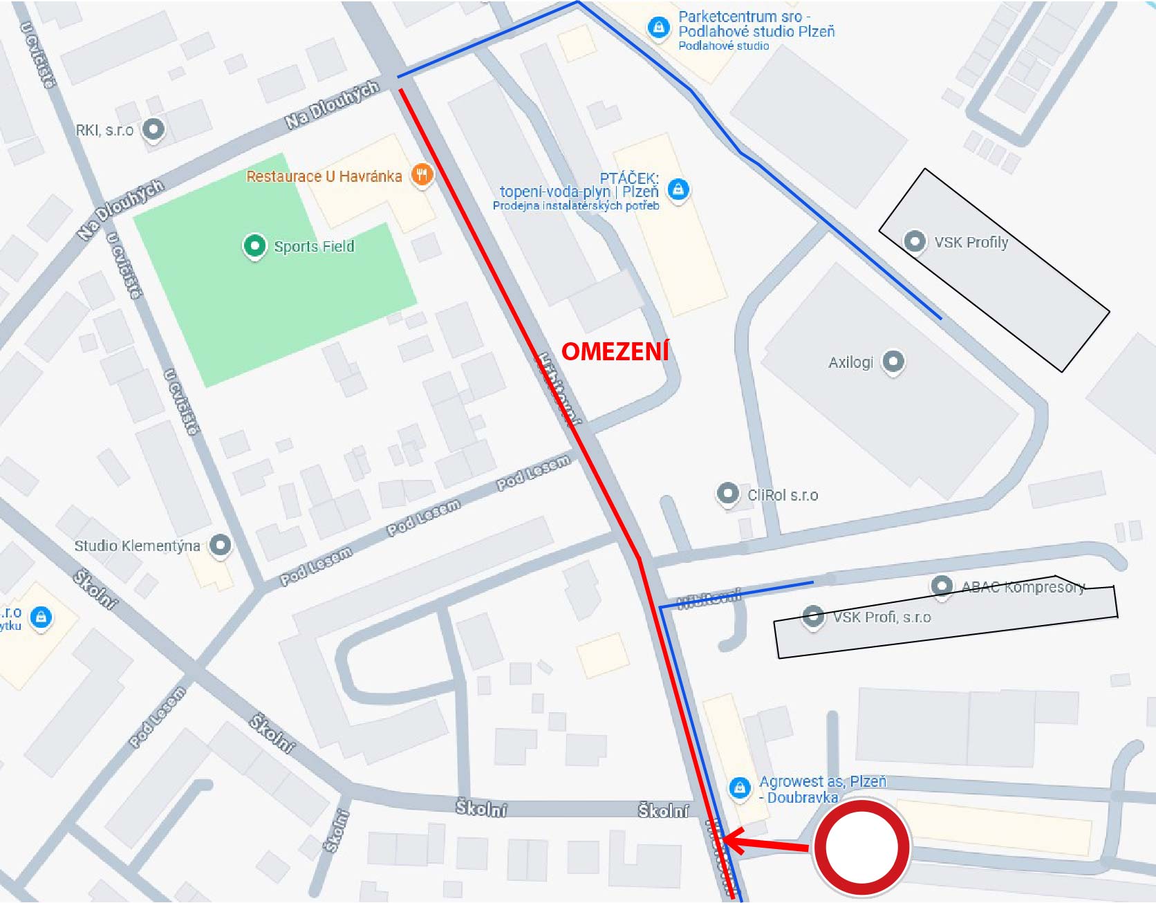 Dočasné dopravní omezení na Hřbitovní ulici